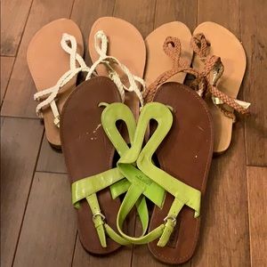Merona Target Sandals LOT OF 3 - White Brown Green